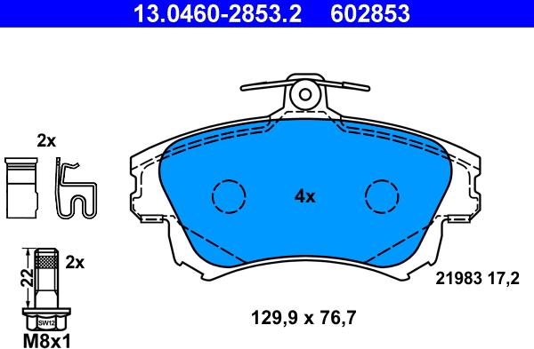 ATE 13.0460-2853.2 - Kit pastiglie freno, Freno a disco autozon.pro