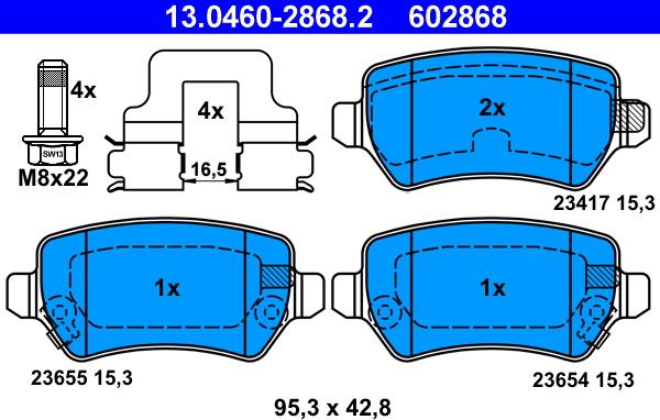 ATE 13.0460-2868.2 - Kit pastiglie freno, Freno a disco autozon.pro