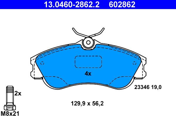 ATE 13.0460-2862.2 - Kit pastiglie freno, Freno a disco autozon.pro