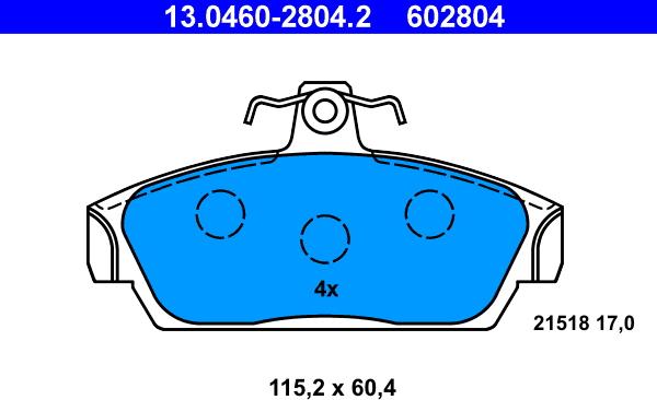 ATE 13.0460-2804.2 - Kit pastiglie freno, Freno a disco autozon.pro