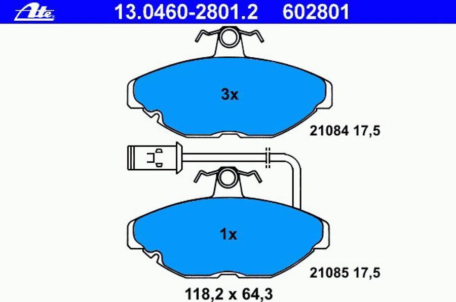 ATE 13.0460-2801.2 - Kit pastiglie freno, Freno a disco autozon.pro