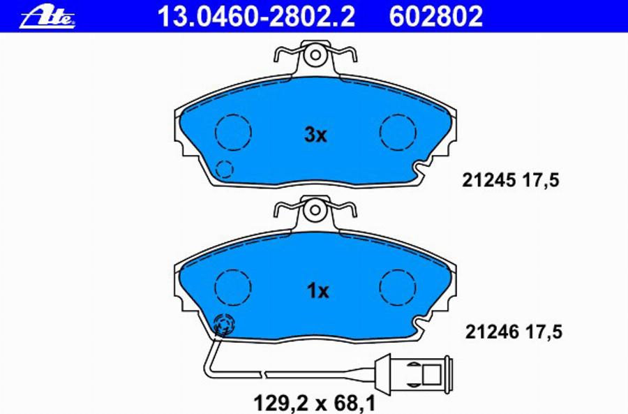 ATE 13.0460-2802.2 - Kit pastiglie freno, Freno a disco autozon.pro