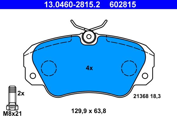 ATE 13.0460-2815.2 - Kit pastiglie freno, Freno a disco autozon.pro