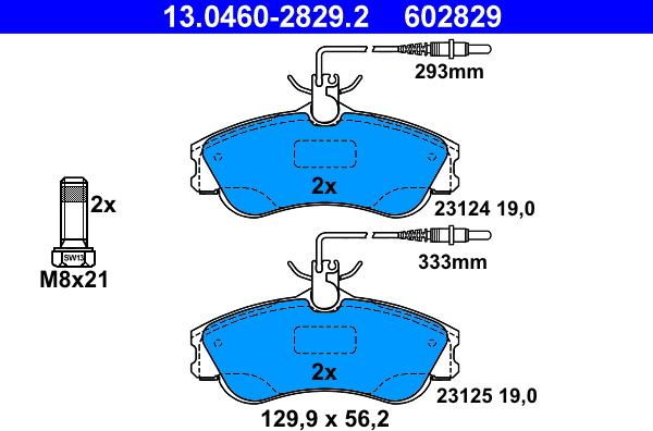 ATE 13.0460-2829.2 - Kit pastiglie freno, Freno a disco autozon.pro