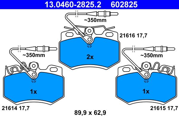 ATE 13.0460-2825.2 - Kit pastiglie freno, Freno a disco autozon.pro