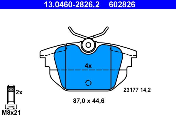 ATE 13.0460-2826.2 - Kit pastiglie freno, Freno a disco autozon.pro