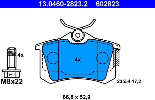 ATE 13.0460-2823.2 - Kit pastiglie freno, Freno a disco autozon.pro