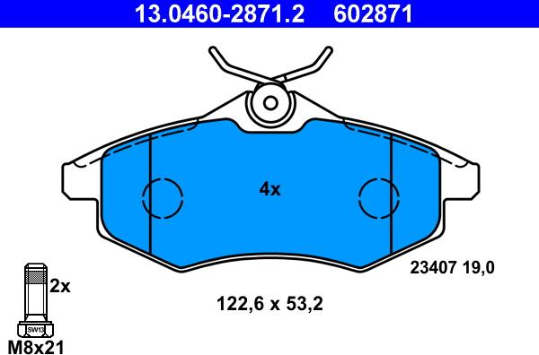 ATE 13.0460-2871.2 - Kit pastiglie freno, Freno a disco autozon.pro