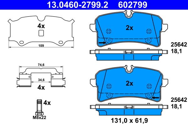 ATE 13.0460-2799.2 - Kit pastiglie freno, Freno a disco autozon.pro