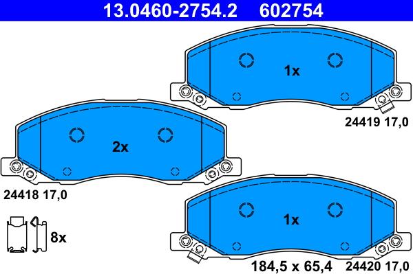 ATE 13.0460-2754.2 - Kit pastiglie freno, Freno a disco autozon.pro