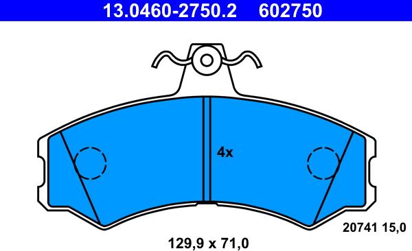 ATE 13.0460-2750.2 - Kit pastiglie freno, Freno a disco autozon.pro