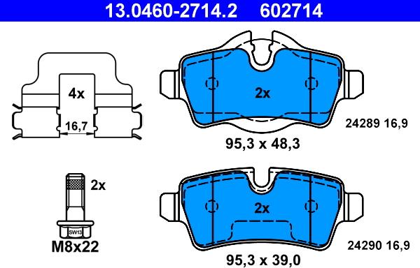 ATE 13.0460-2714.2 - Kit pastiglie freno, Freno a disco autozon.pro