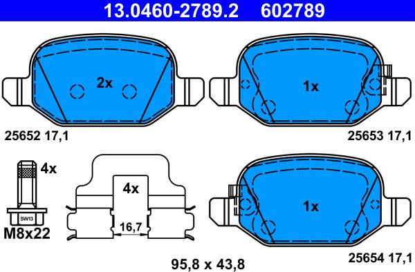 ATE 13.0460-2789.2 - Kit pastiglie freno, Freno a disco autozon.pro