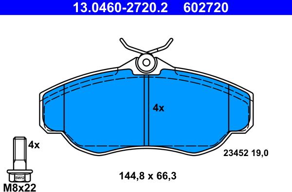 ATE 13.0460-2720.2 - Kit pastiglie freno, Freno a disco autozon.pro