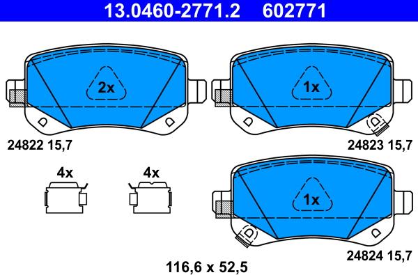 ATE 13.0460-2771.2 - Kit pastiglie freno, Freno a disco autozon.pro