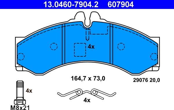 ATE 13.0460-7904.2 - Kit pastiglie freno, Freno a disco autozon.pro