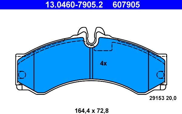 ATE 13.0460-7905.2 - Kit pastiglie freno, Freno a disco autozon.pro