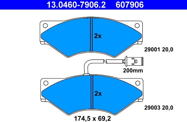 ATE 13.0460-7906.2 - Kit pastiglie freno, Freno a disco autozon.pro