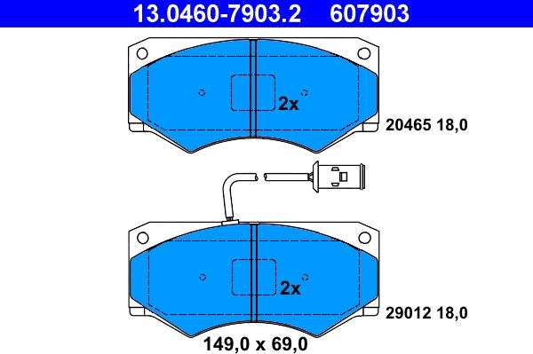 ATE 13.0460-7903.2 - Kit pastiglie freno, Freno a disco autozon.pro