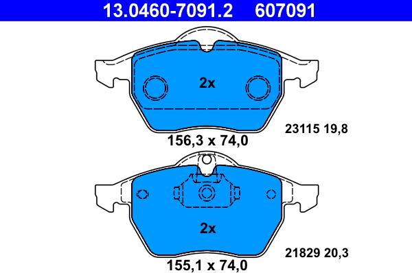 ATE 13.0460-7091.2 - Kit pastiglie freno, Freno a disco autozon.pro