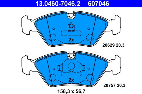 ATE 13.0460-7046.2 - Kit pastiglie freno, Freno a disco autozon.pro