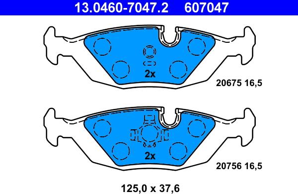 ATE 13.0460-7047.2 - Kit pastiglie freno, Freno a disco autozon.pro