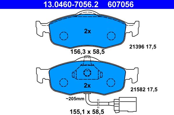 ATE 13.0460-7056.2 - Kit pastiglie freno, Freno a disco autozon.pro