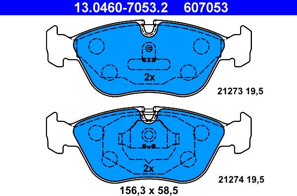 ATE 13.0460-7053.2 - Kit pastiglie freno, Freno a disco autozon.pro