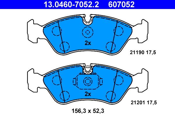 ATE 13.0460-7052.2 - Kit pastiglie freno, Freno a disco autozon.pro