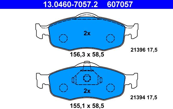 ATE 13.0460-7057.2 - Kit pastiglie freno, Freno a disco autozon.pro