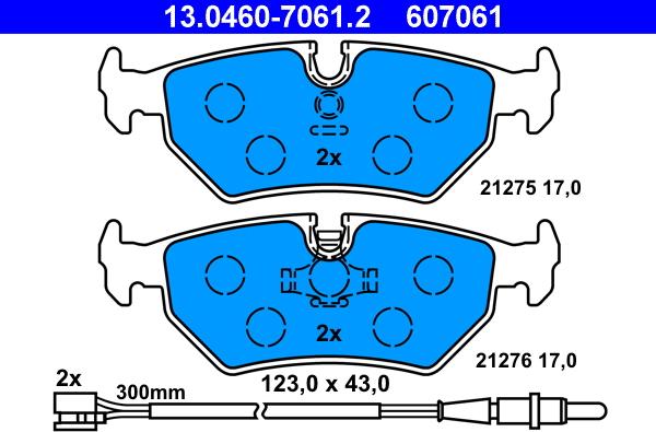 ATE 13.0460-7061.2 - Kit pastiglie freno, Freno a disco autozon.pro