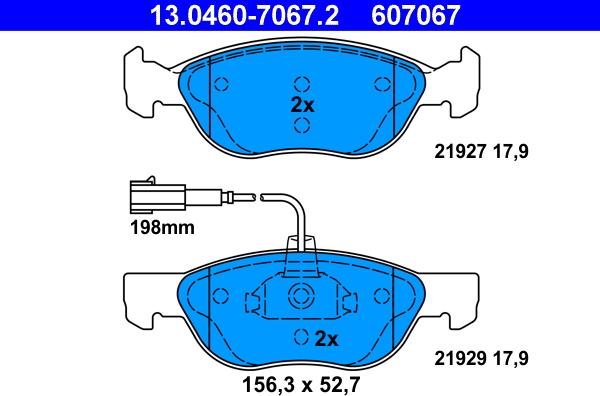 ATE 13.0460-7067.2 - Kit pastiglie freno, Freno a disco autozon.pro