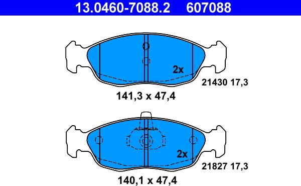 ATE 13.0460-7088.2 - Kit pastiglie freno, Freno a disco autozon.pro