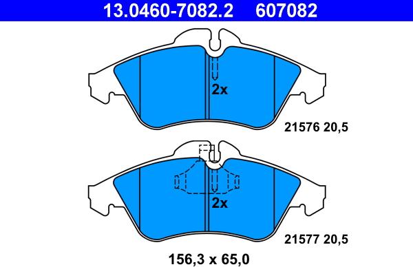 ATE 13.0460-7082.2 - Kit pastiglie freno, Freno a disco autozon.pro