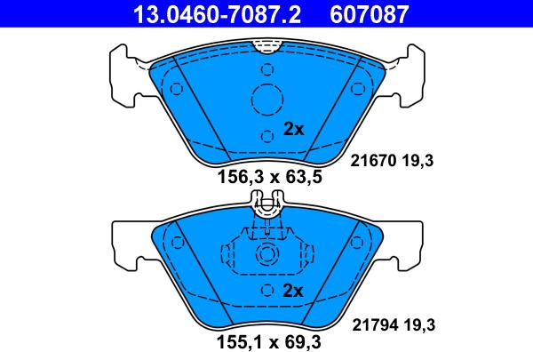 ATE 13.0460-7087.2 - Kit pastiglie freno, Freno a disco autozon.pro