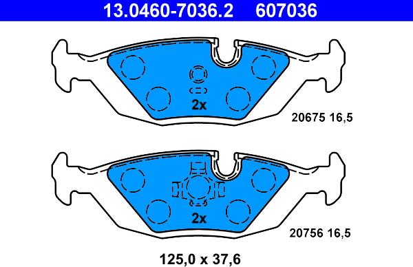 ATE 13.0460-7036.2 - Kit pastiglie freno, Freno a disco autozon.pro