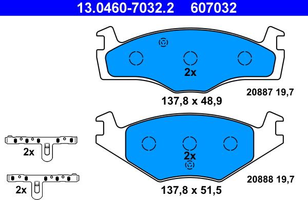 ATE 13.0460-7032.2 - Kit pastiglie freno, Freno a disco autozon.pro