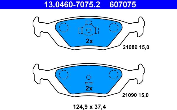 ATE 13.0460-7075.2 - Kit pastiglie freno, Freno a disco autozon.pro