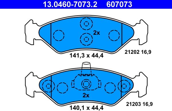 ATE 13.0460-7073.2 - Kit pastiglie freno, Freno a disco autozon.pro