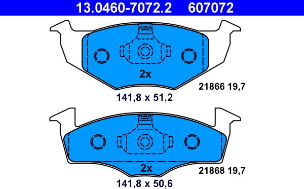 ATE 13.0460-7072.2 - Kit pastiglie freno, Freno a disco autozon.pro