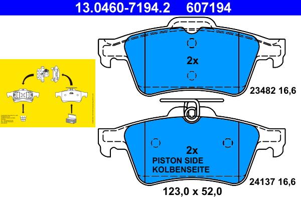 ATE 13.0460-7194.2 - Kit pastiglie freno, Freno a disco autozon.pro