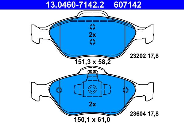 ATE 13.0460-7142.2 - Kit pastiglie freno, Freno a disco autozon.pro