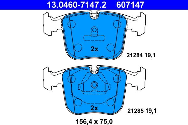 ATE 13.0460-7147.2 - Kit pastiglie freno, Freno a disco autozon.pro