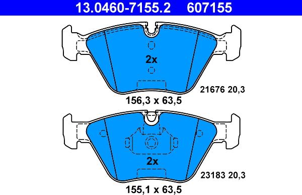 ATE 13.0460-7155.2 - Kit pastiglie freno, Freno a disco autozon.pro