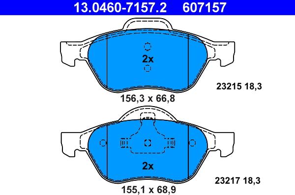 ATE 13.0460-7157.2 - Kit pastiglie freno, Freno a disco autozon.pro