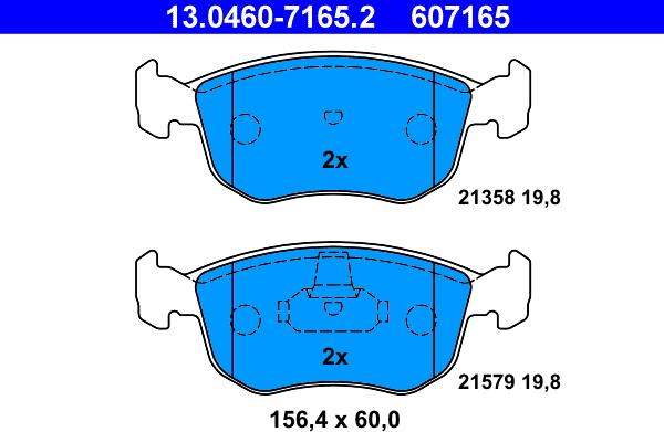 ATE 13.0460-7165.2 - Kit pastiglie freno, Freno a disco autozon.pro