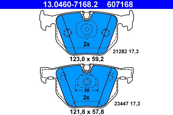 ATE 13.0460-7168.2 - Kit pastiglie freno, Freno a disco autozon.pro