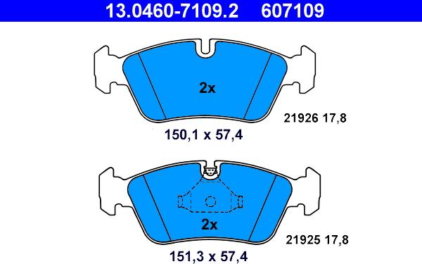 ATE 13.0460-7109.2 - Kit pastiglie freno, Freno a disco autozon.pro