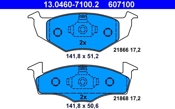 ATE 13.0460-7100.2 - Kit pastiglie freno, Freno a disco autozon.pro