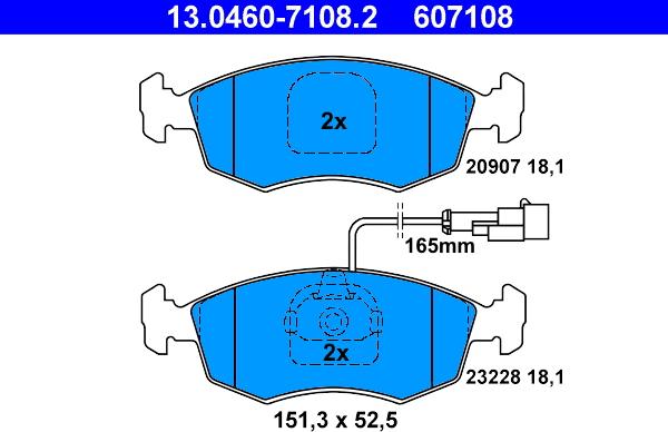 ATE 13.0460-7108.2 - Kit pastiglie freno, Freno a disco autozon.pro